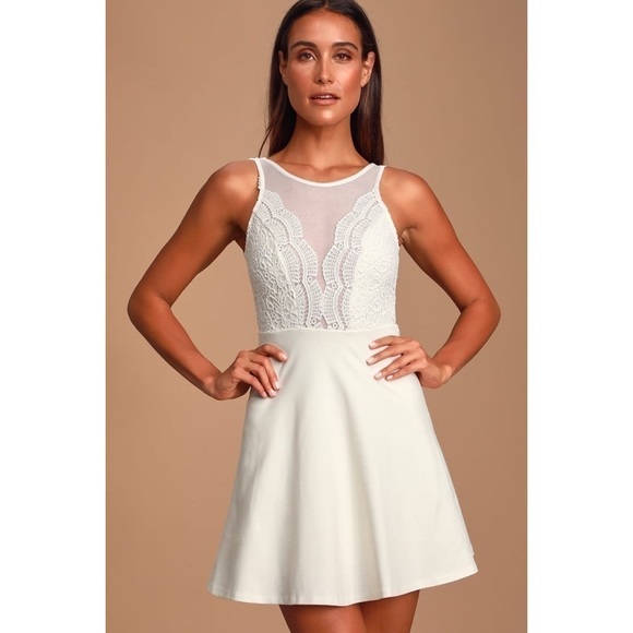 Lulu’s “Miracle Worker” Backless Lace Skater Dress - Picture 6 of 16